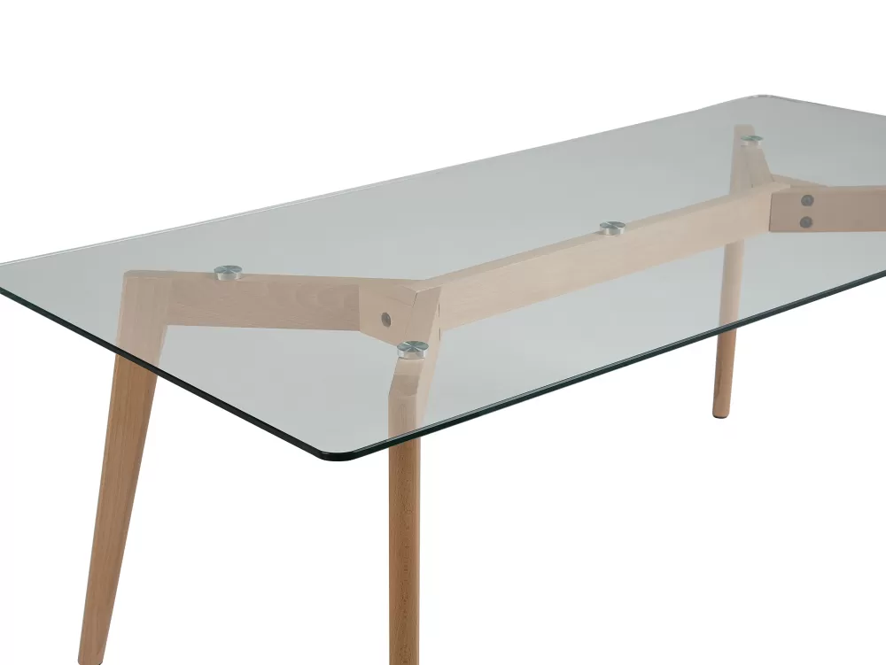 Beliani Hudson: Tavolino da Salotto Scandinavo con Piano Vetro e Base Legno Chiaro - Outlet Promo