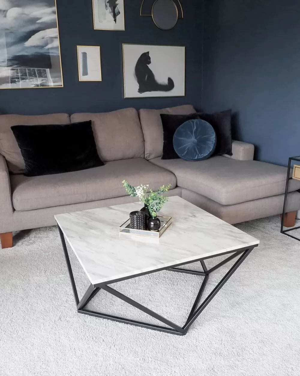Beliani - Tavolino da Salotto Moderno con Effetto Marmo, Design Elegante Bicolore Beige e Nero, Modello Malibu per Soggiorno Stilizzato