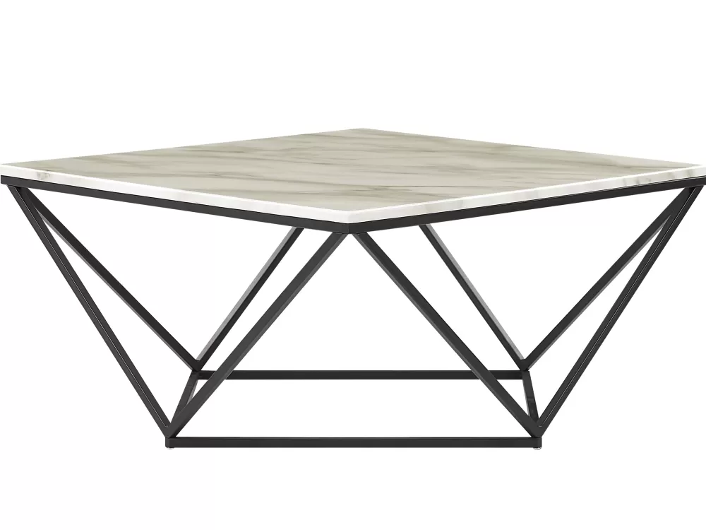 Beliani - Tavolino da Salotto Moderno con Effetto Marmo, Design Elegante Bicolore Beige e Nero, Modello Malibu per Soggiorno Stilizzato