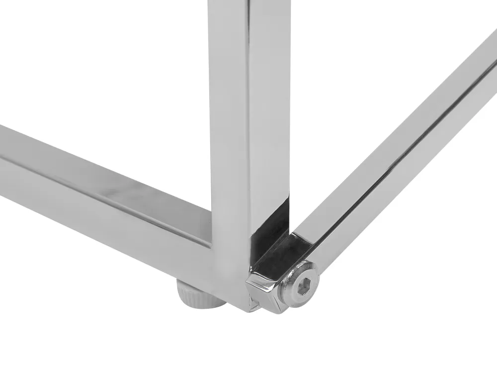 Tavolino da Salotto Beliani in Acciaio Inossidabile con Design Marmorizzato - Bianco Lucido e Rifiniture Argentate, Collezione Emporia