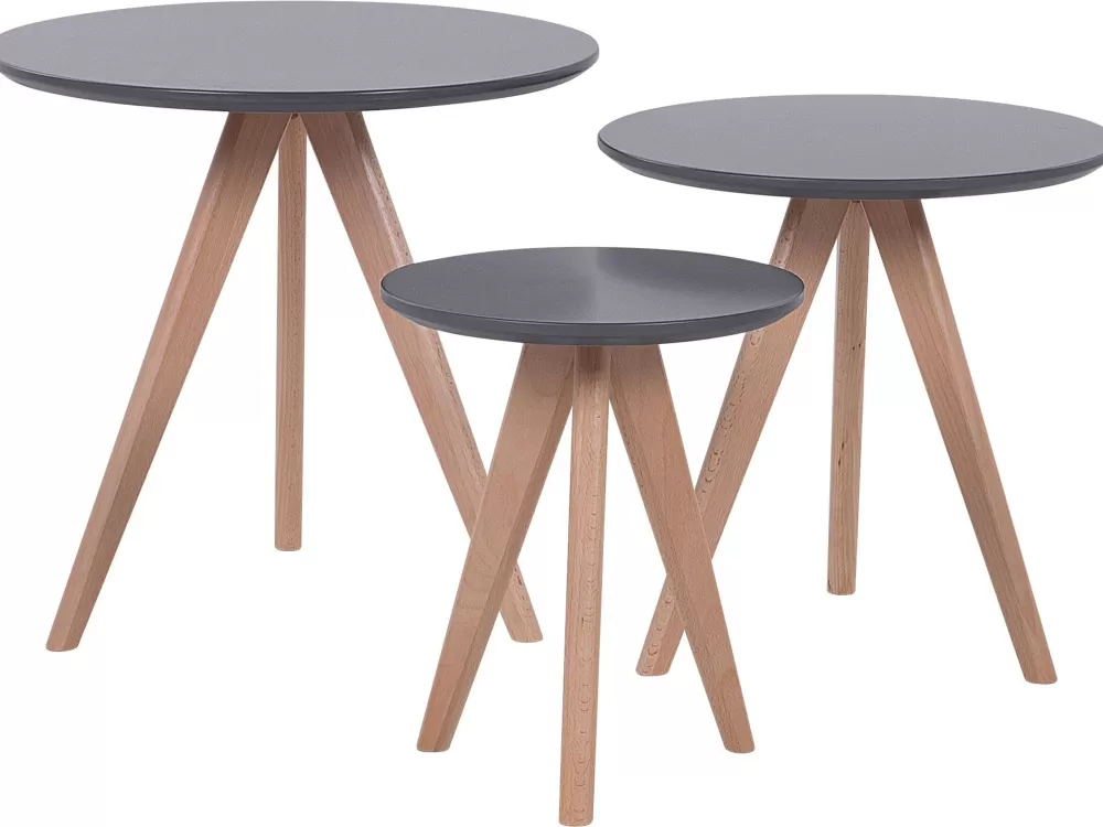 Beliani Divano Moderno con Pouf - Set 3 Pezzi in Tessuto Grigio, Design Vegas 

（：，，