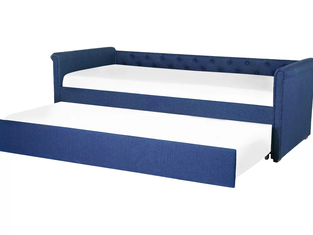 Beliani Divano Letto in Tessuto per Bambini, Design Libourne - Confortevole e Pratico, 80x200 cm, Blu Navy