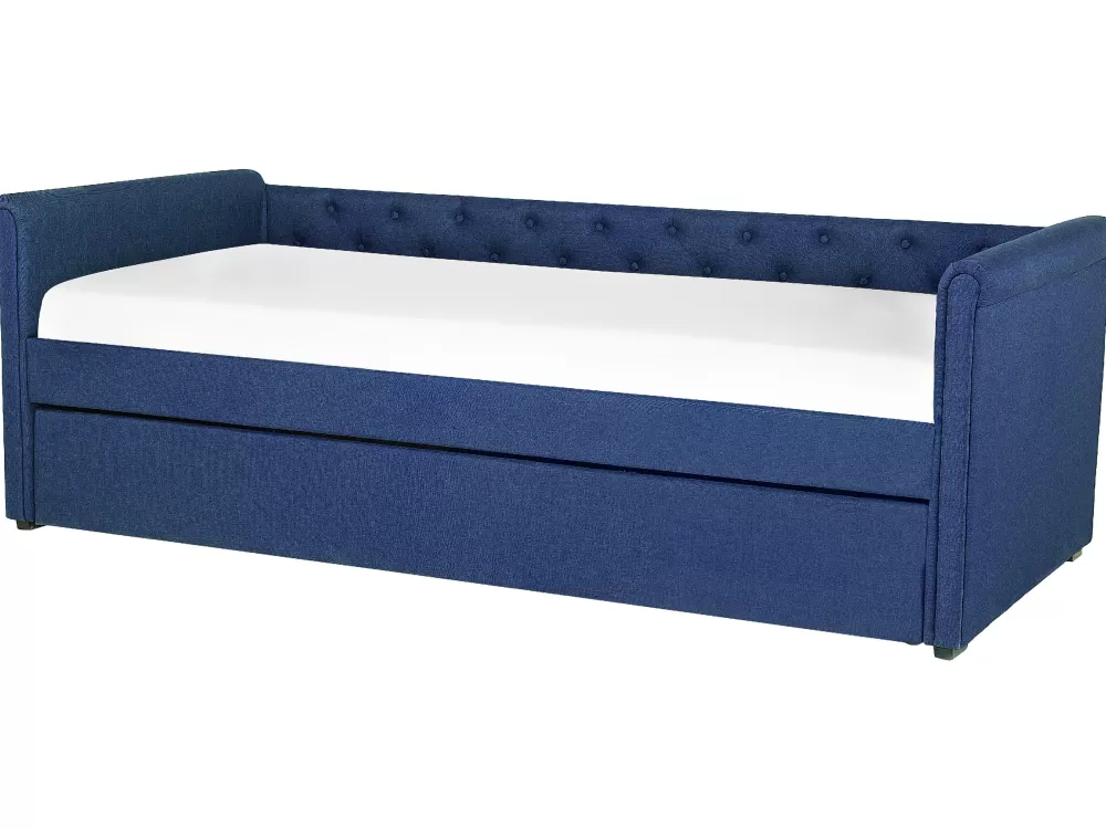 Beliani Divano Letto in Tessuto per Bambini, Design Libourne - Confortevole e Pratico, 80x200 cm, Blu Navy