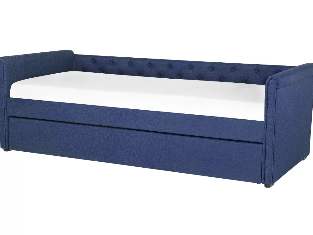 Beliani Promo: Copertura per Divano Letto in Lino Blu Marina 90x200 cm - Moderno Design Libourne