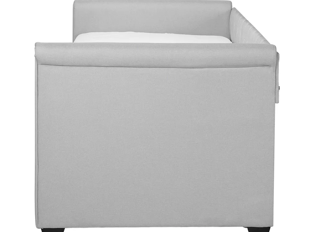 Beliani Sofà Letto Libourne in Tessuto Grigio Chiaro 80x200 cm - Soluzione Confortevole con Rivestimento Traspirante per Ospiti