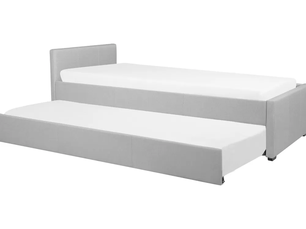 Divano Letto Beliani in Tessuto Morbido Grigio Chiaro, 80x200 cm - Modello Marmande con Rivestimento Lavabile e Struttura Compatta