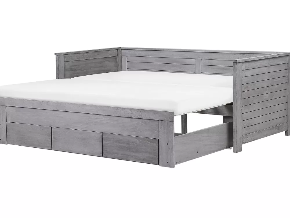 Beliani Divano Letto Convertibile con Contenitore - Grigio Antimacchia 90x180x200 cm, Modulo Multifunzionale Cahors per Camera Bimbi