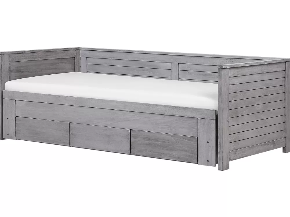 Beliani Divano Letto Convertibile con Contenitore - Grigio Antimacchia 90x180x200 cm, Modulo Multifunzionale Cahors per Camera Bimbi