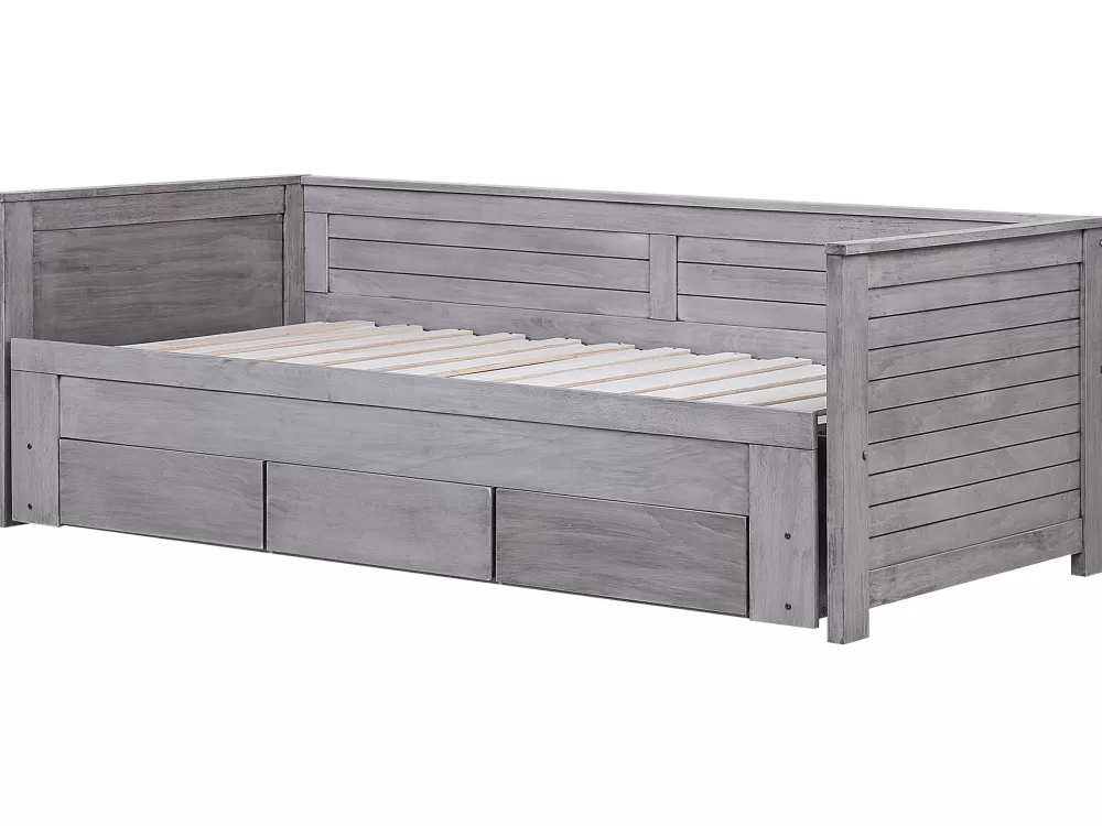 Beliani Divano Letto Convertibile con Contenitore - Grigio Antimacchia 90x180x200 cm, Modulo Multifunzionale Cahors per Camera Bimbi