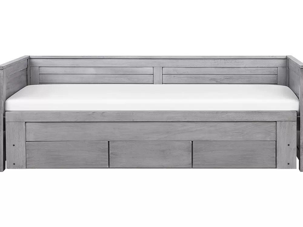 Beliani Divano Letto Convertibile con Contenitore - Grigio Antimacchia 90x180x200 cm, Modulo Multifunzionale Cahors per Camera Bimbi