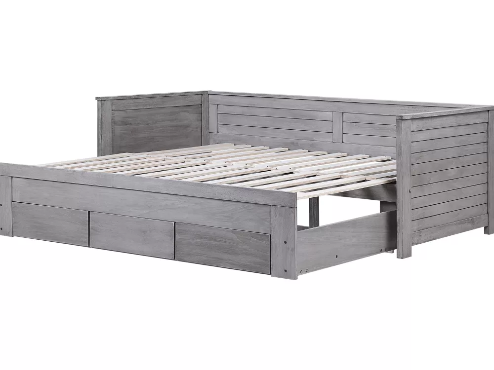 Beliani Divano Letto Convertibile con Contenitore - Grigio Antimacchia 90x180x200 cm, Modulo Multifunzionale Cahors per Camera Bimbi