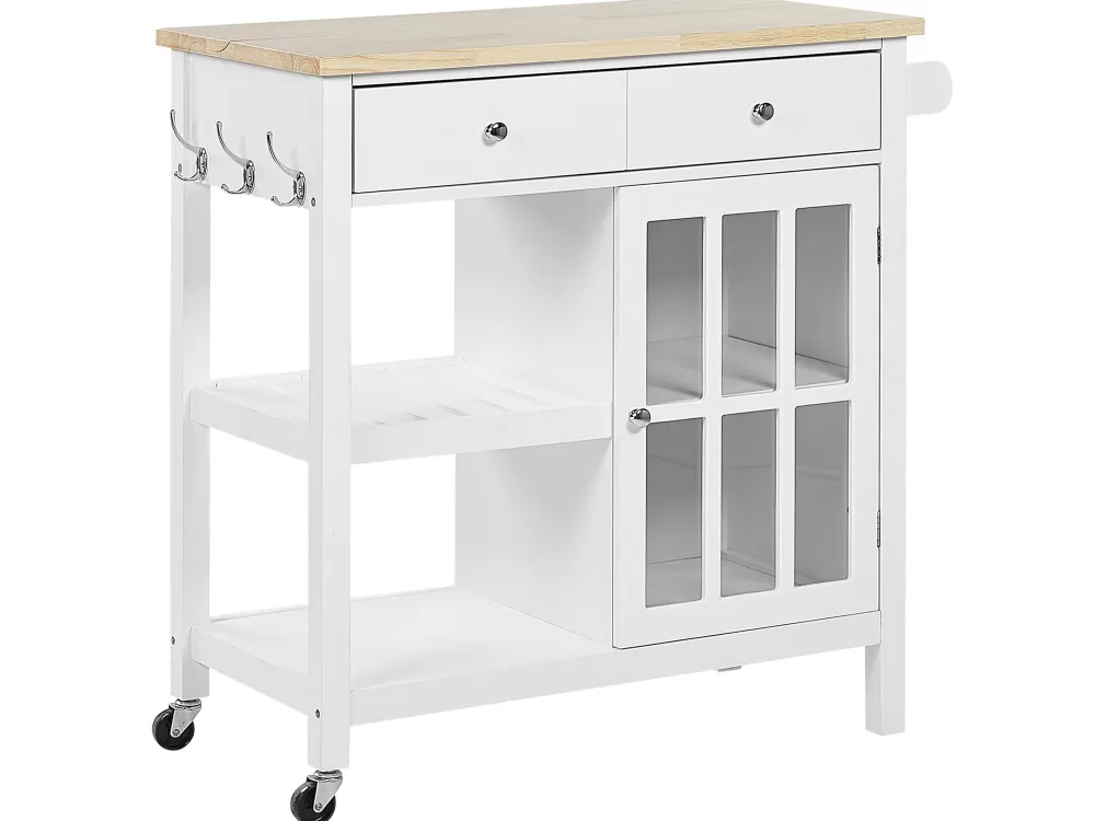 Beliani Mobile Contenitore Elegante con 2 Cassetti - Design in Legno Chiaro e Bianco Genova per Soggiorno/Cucina