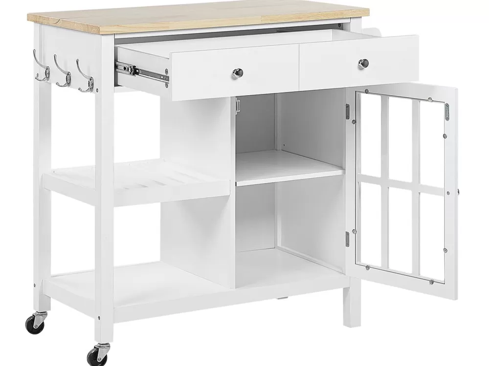 Beliani Mobile Contenitore Elegante con 2 Cassetti - Design in Legno Chiaro e Bianco Genova per Soggiorno/Cucina