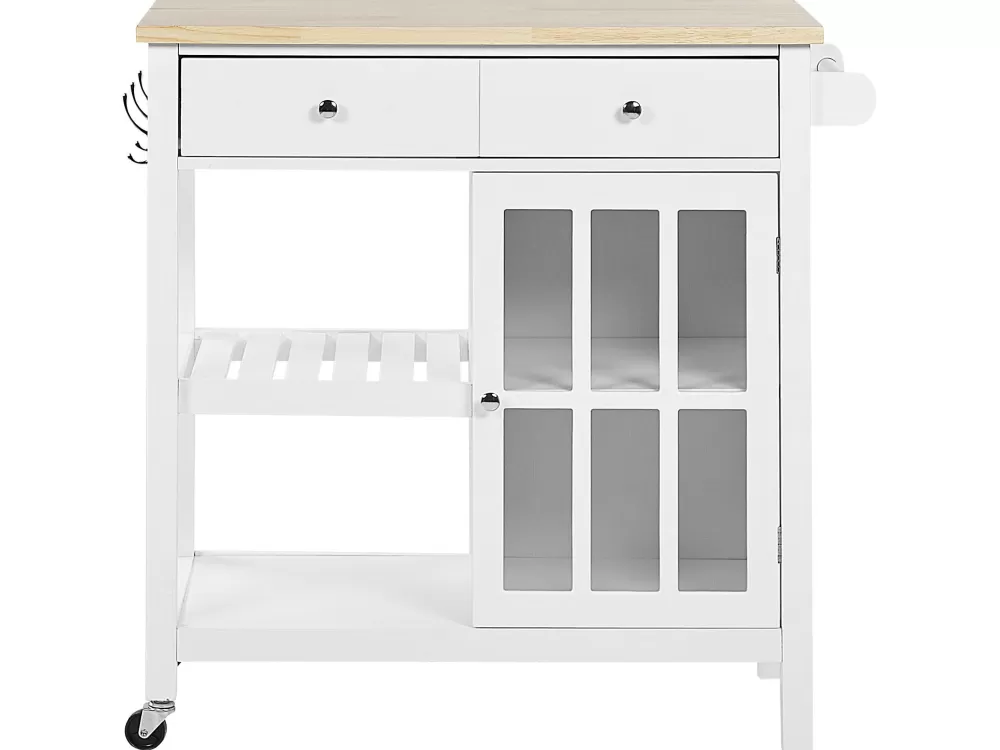 Beliani Mobile Contenitore Elegante con 2 Cassetti - Design in Legno Chiaro e Bianco Genova per Soggiorno/Cucina