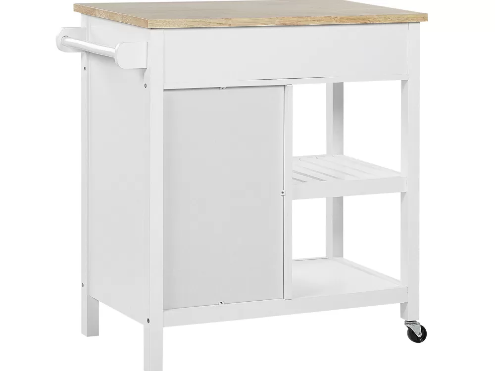 Beliani Mobile Contenitore Elegante con 2 Cassetti - Design in Legno Chiaro e Bianco Genova per Soggiorno/Cucina