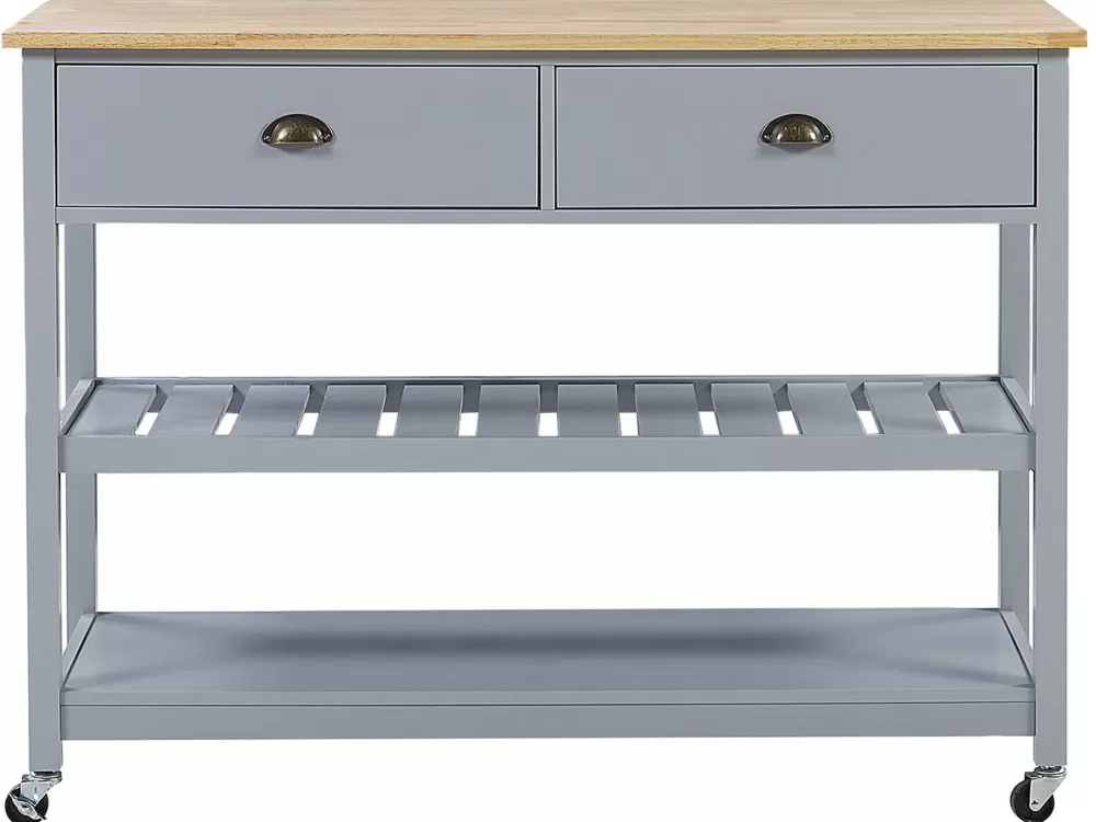 Carrello Multiuso Beliani con 2 Contenitori - Design Navarino in Legno Chiaro e Grigio Antracite
