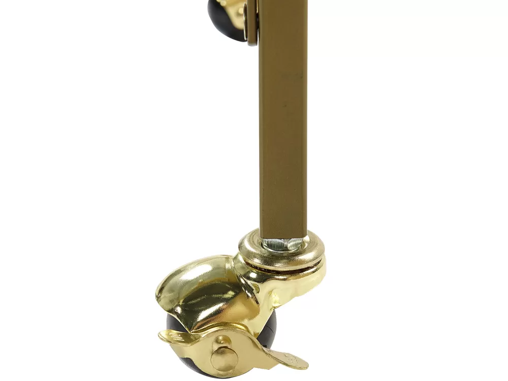Carrello da Servizio Elegante con Vassoio in Vetro - Struttura Metallica Dorata Stile Veneziano, Collezione Beliani