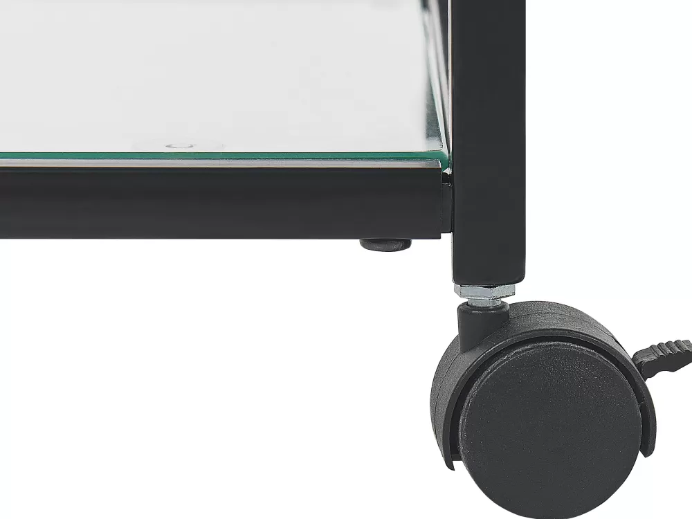 Beliani Carrello Servizio Moderno con Piano Vetro - Struttura Metallica Nero Opaco Design Marcola