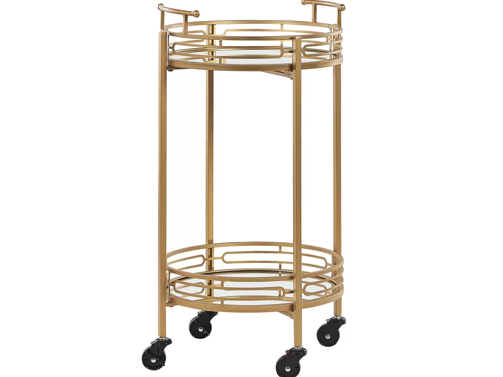 Carrello Servizio Beliani Elegante - Design Moderno in Ferro Dorato con Finitura Specchiata, Serie Farley