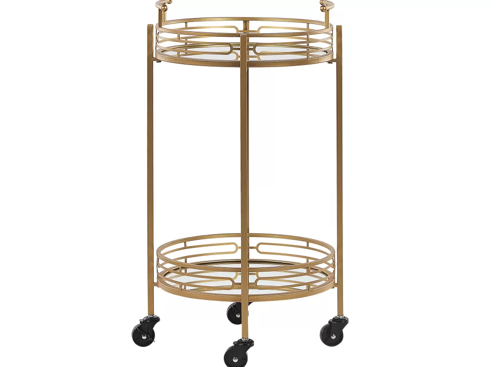 Carrello Servizio Beliani Elegante - Design Moderno in Ferro Dorato con Finitura Specchiata, Serie Farley