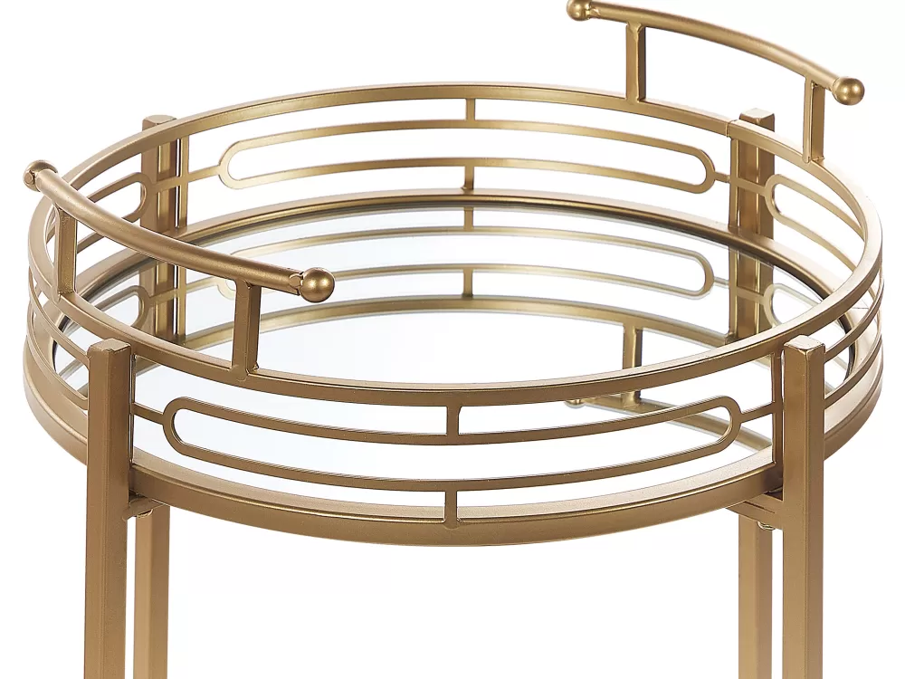 Carrello Servizio Beliani Elegante - Design Moderno in Ferro Dorato con Finitura Specchiata, Serie Farley