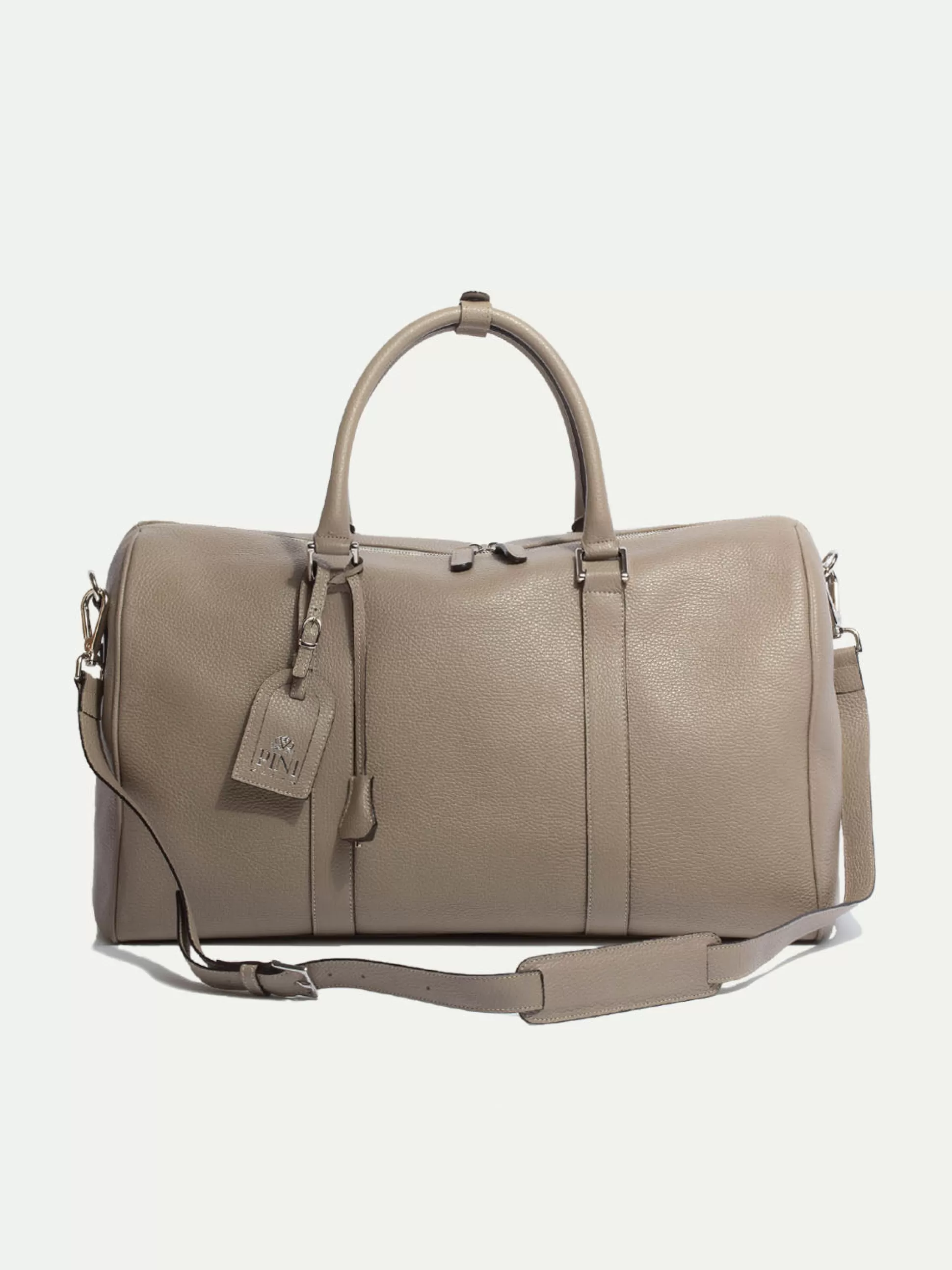 Pini Parma: Borsa Weekend in Pelle Taupe Artigianale - Realizzata a Mano in Italia con Dettagli Ricercati e Prezzo Accessibile