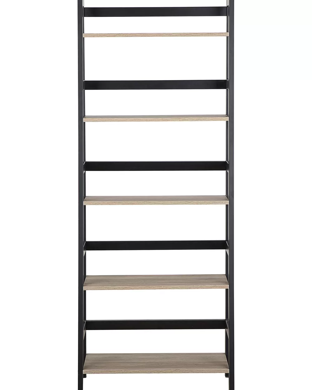 Beliani Scaffalatura Elegante a 5 Ripiani in Legno Chiaro con Design Moderno - Opzione Colori Legno Chiaro/Nero Croydon