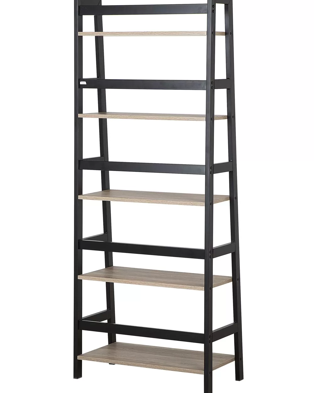 Beliani Scaffalatura Elegante a 5 Ripiani in Legno Chiaro con Design Moderno - Opzione Colori Legno Chiaro/Nero Croydon