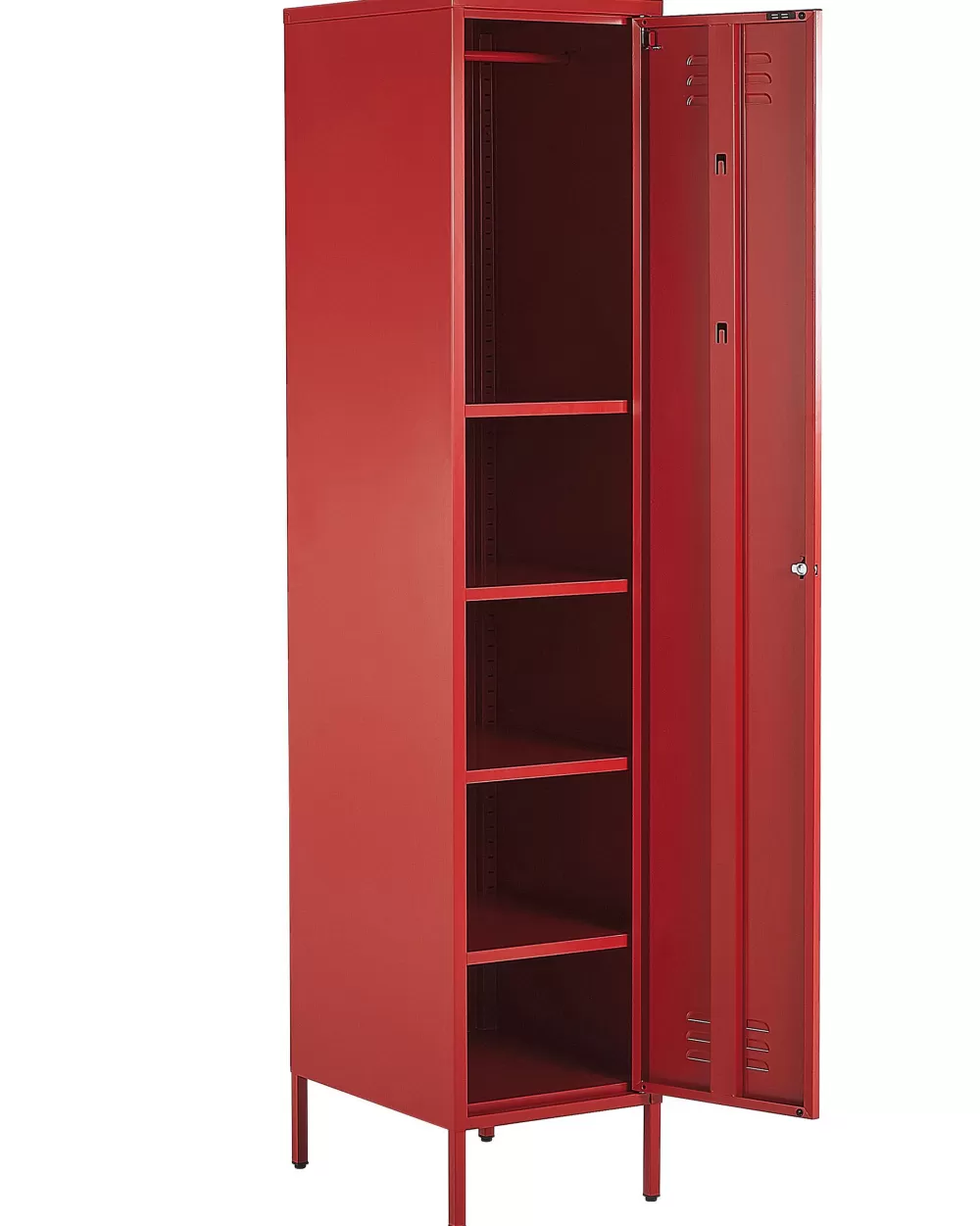 Armadio per Ufficio Beliani in Acciaio - 5 Ripiani Organizzazione Funzionale, Design Moderno Frome con Finitura Rosso Vibrante