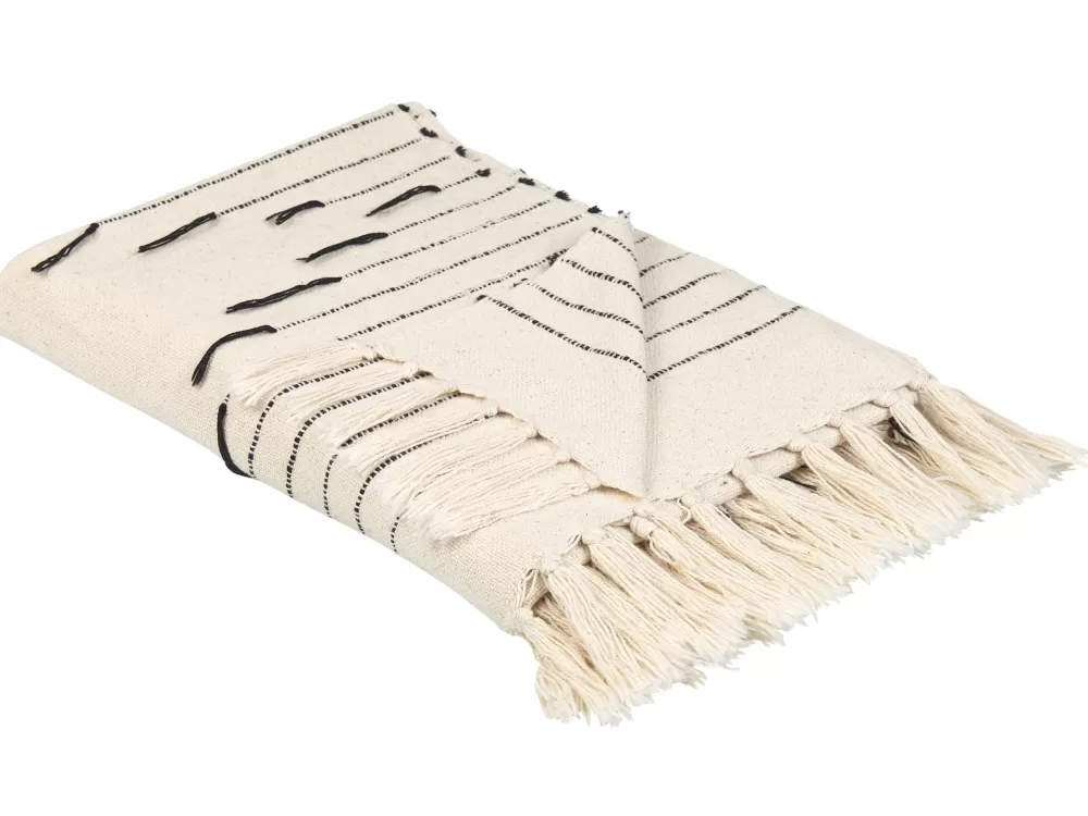 Coperta Beliani in Cotone Elegante, Beige Chiaro e Nero, 130x170 cm - Ideale per il Relax