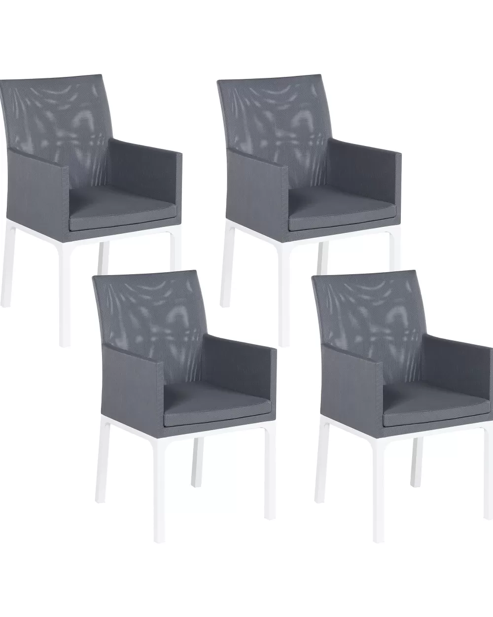 Set di 4 sedie da giardino Beliani in alluminio grigio scuro, design moderno Bacoli - Confortevoli e resistenti