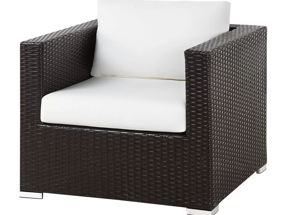 Beliani Set Divano da Esterno 8 Posti in Marrone Scuro - Composizione Elegante con Struttura Resistente alle Intemperie, Trattamento Antimuffa Integrato e Cuscini Confortevoli - Design Moderno per Giardino Extra Large