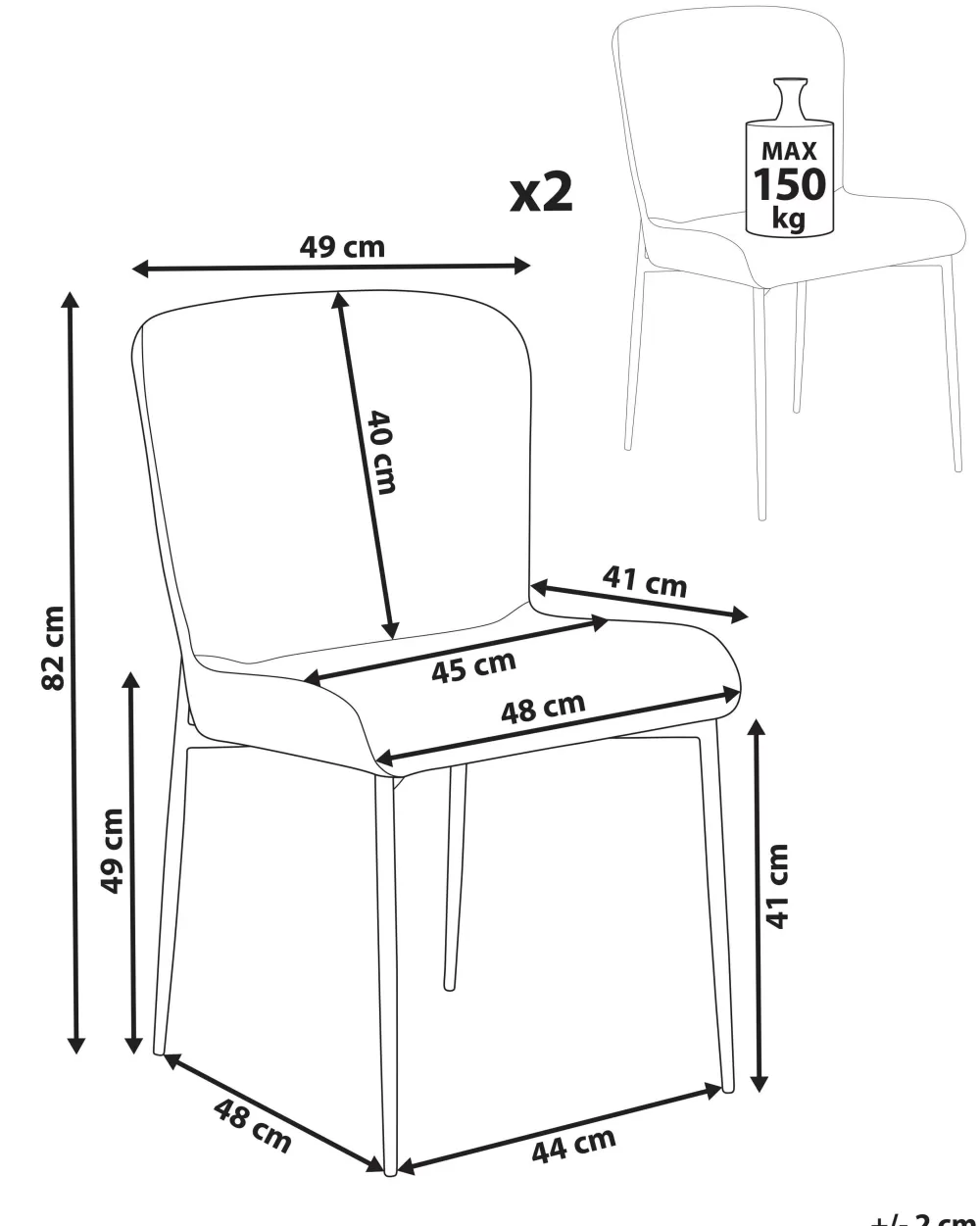 Sedia Beliani Ada in Tessivo Arancione - Coppia di 2 Pezzi con Rivestimento Morbido, Design Ergonomico per Soggiorno o Sala da Pranzo