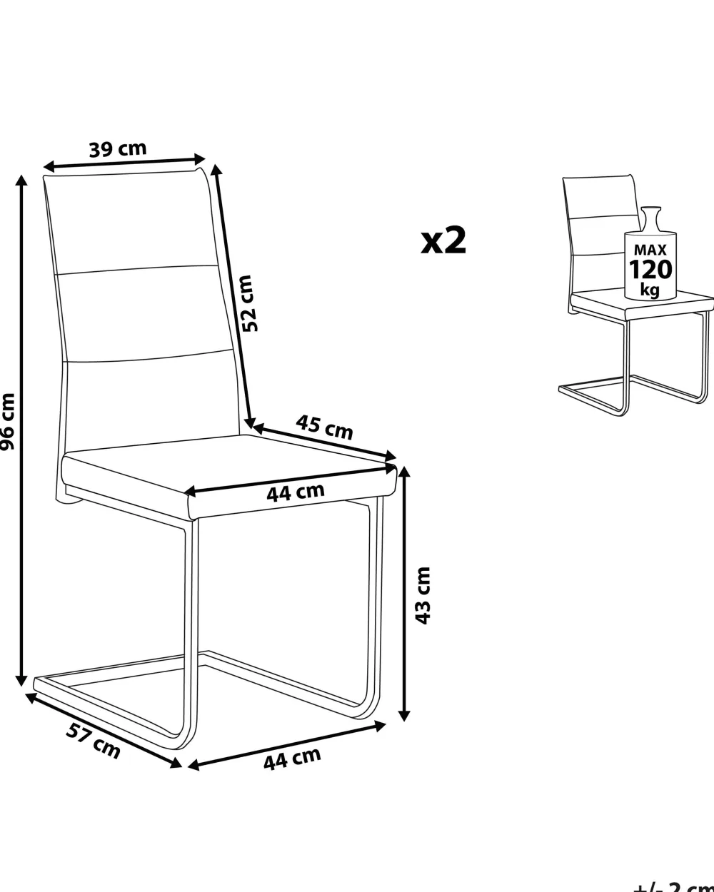 Beliani Rockford - Comode Sedie in Ecopelle Marrone Chiaro, Set da 2 Pezzi per Soggiorno