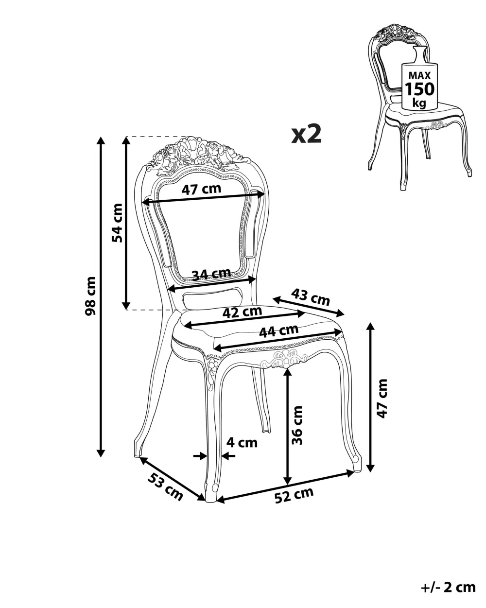 Beliani Coppia di Sedie Moderne in Plastica Trasparente - Design Vermont II, Set da 2 per Soggiorno