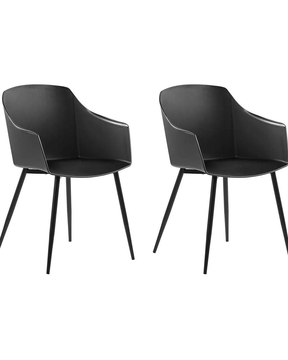 Beliani - Set di 2 Sedie Moderne Fonda in Plastica Rigida, Design Elegante, Colore Nero Opaco per Interni/Esterni