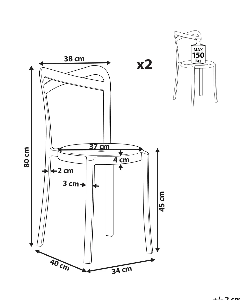 Beliani - Coppia di Sedie da Esterno in Polietilene Turchese, Design Moderno e Resistente, Set Camogli 2 Pezzi per Giardino