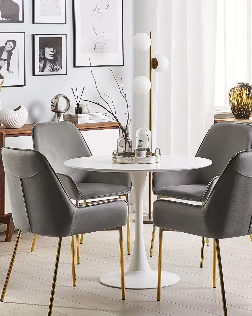 Beliani - Coppia di Poltrone Loverna in Velluto Grigio Morbido, Design Moderno con Rivestimento Opaco per Salotto