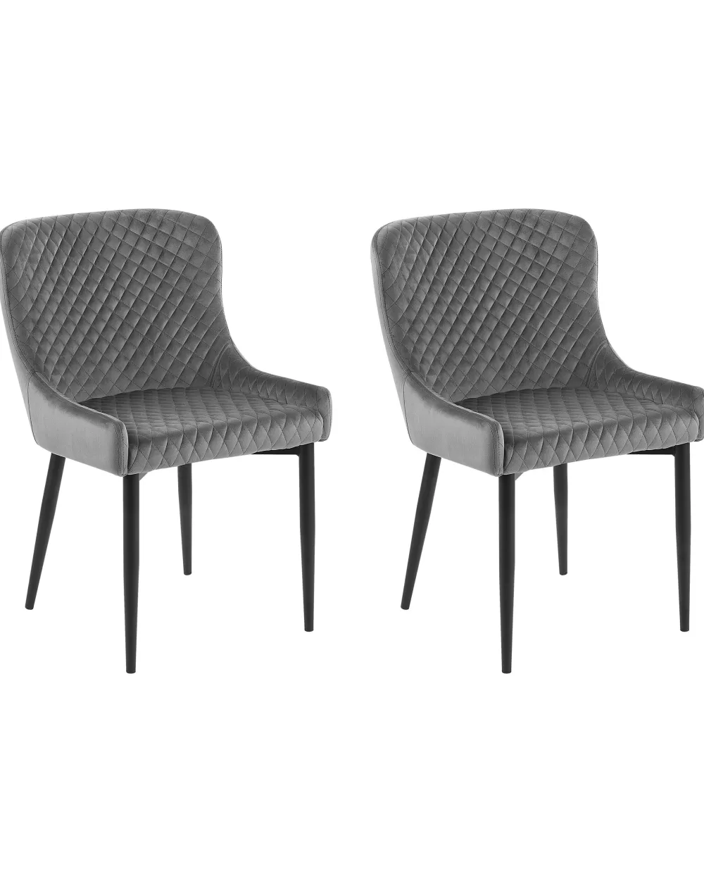 Eleganti Sedie Beliani in Velluto Grigio - Coppia da 2, Modello Solano