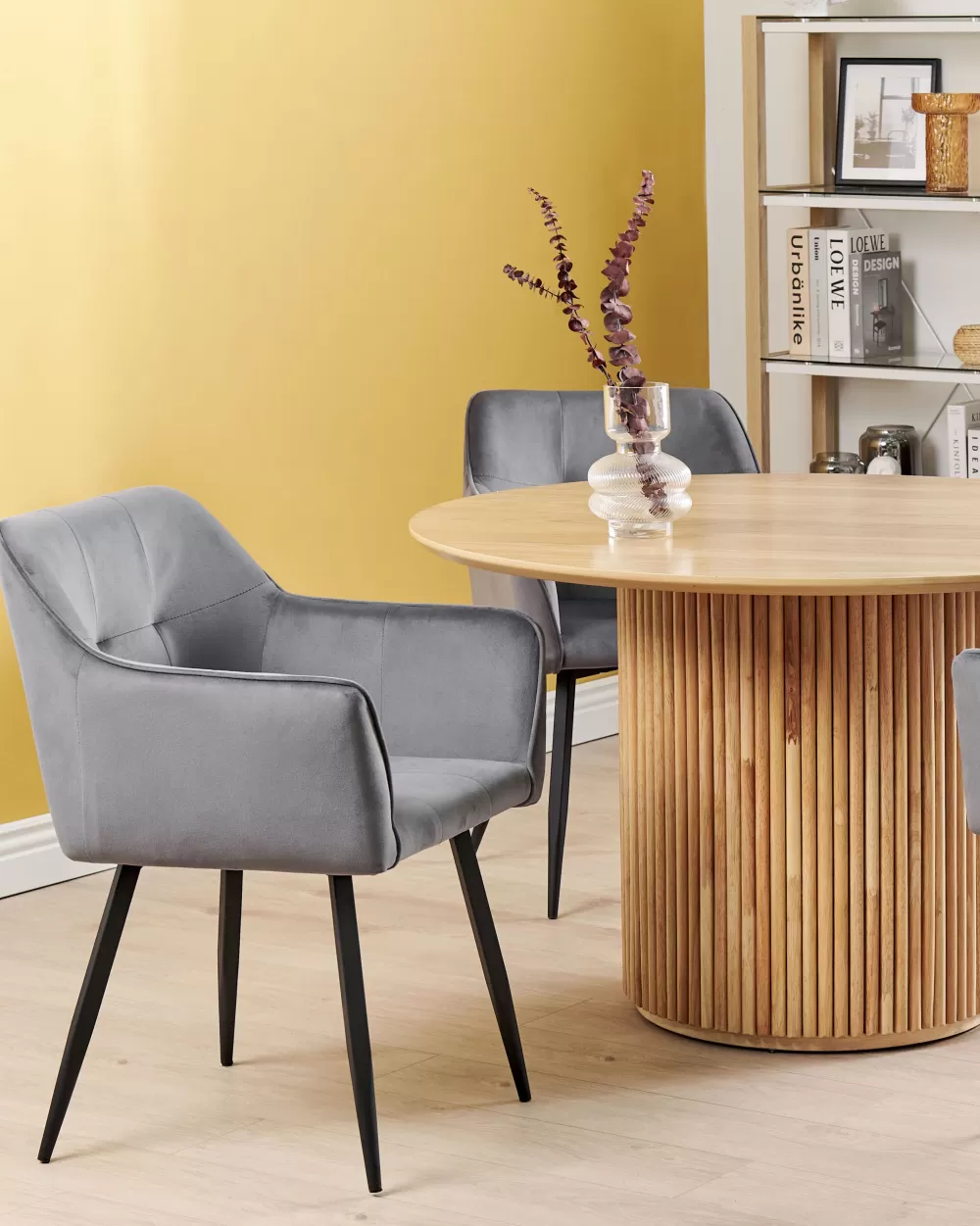 Beliani: Eleganti Poltrone in Velluto Grigio Antracite, Coppia Componibile con Schienale Alto - Serie Jasmin per Salotti Moderni