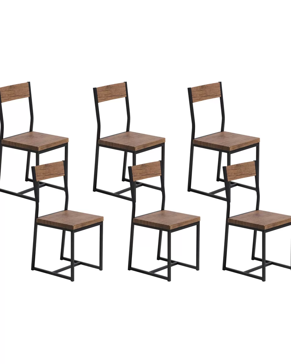 Beliani Set 6 Sedie in Legno Laccato Nero - Design Moderno Laredo, Imbottitura Morbida e Struttura Resistente