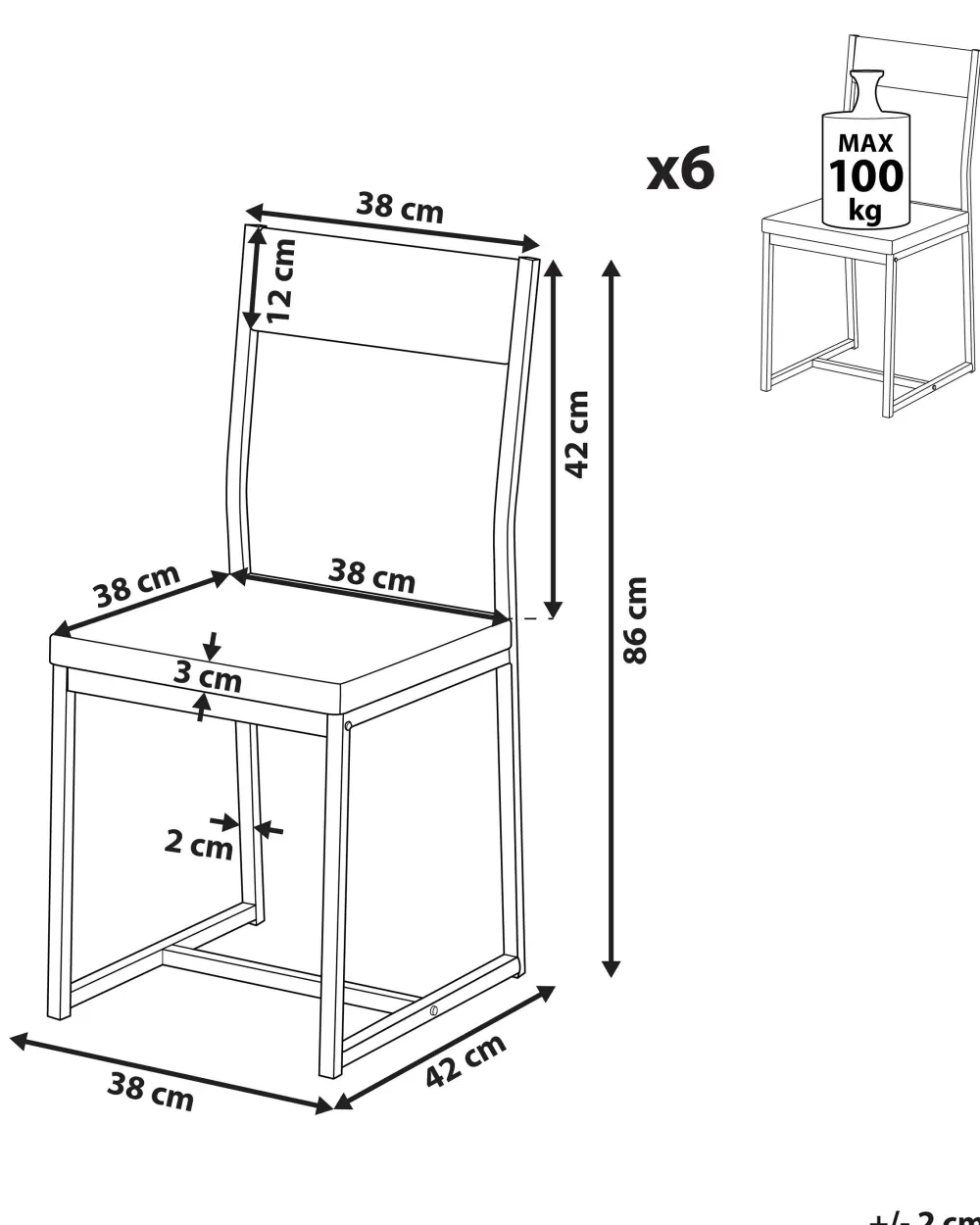 Beliani Set 6 Sedie in Legno Laccato Nero - Design Moderno Laredo, Imbottitura Morbida e Struttura Resistente