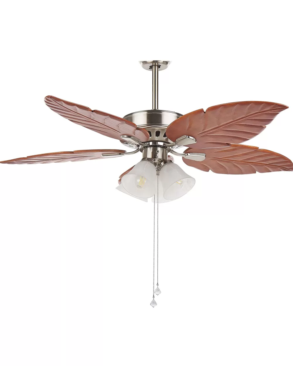 Beliani Lampada Ventilatore Moderna con 4 Luci Integrate | Design in Legno Chiaro e Argento | Soluzione Illuminazione Elegante
