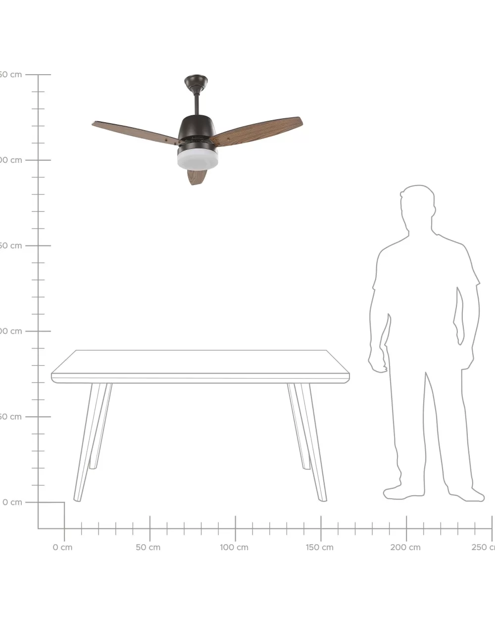 Beliani - Lampada Ventilatore Elegante in Legno Scuro e Metallo Nero, Design Moderno per Interni