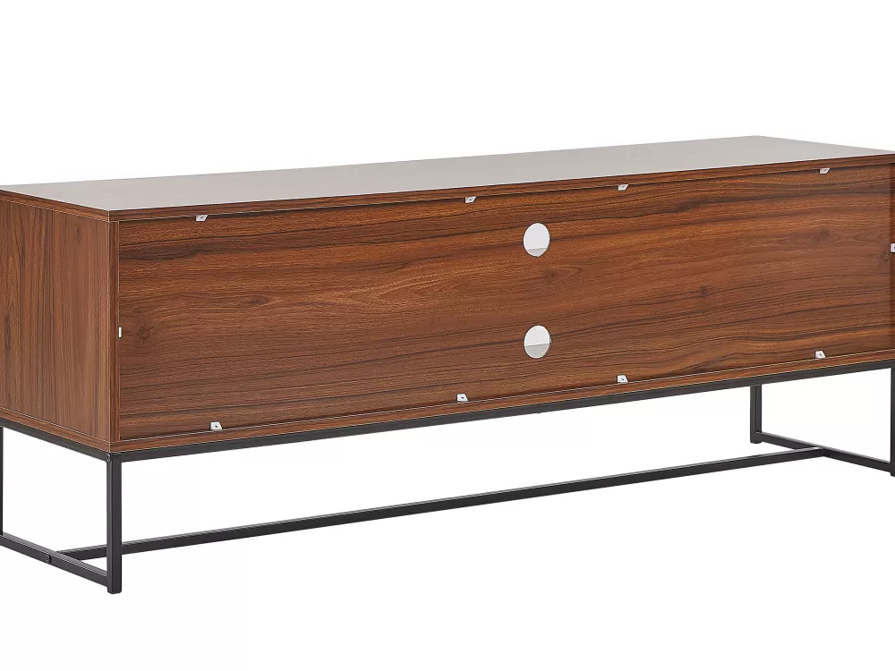 Beliani - Mobile TV Moderno con Ante e Ripiani, Design in Legno Scuro e Bianco Nueva - Soluzione di Stoccaggio Compatta per Soggiorno