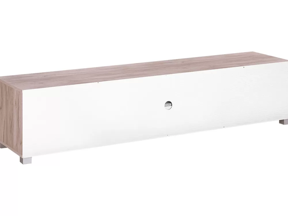 Modulo TV Lincoln: Mobile Moderno con 2 Ante e 2 Ripiani in Legno Chiaro e Bianco - Design Funzionale Beliani