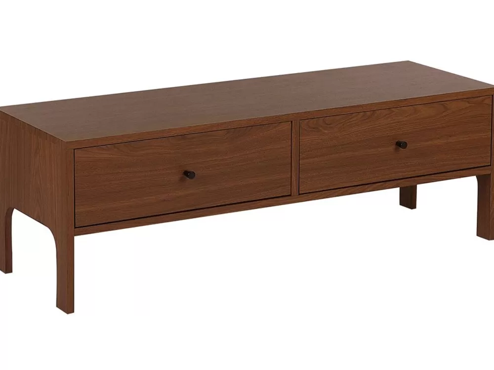 Beliani Mobile TV Moderno con 2 Ante - Design Scandinavo in Legno Marrone Scuro, Modello Corina