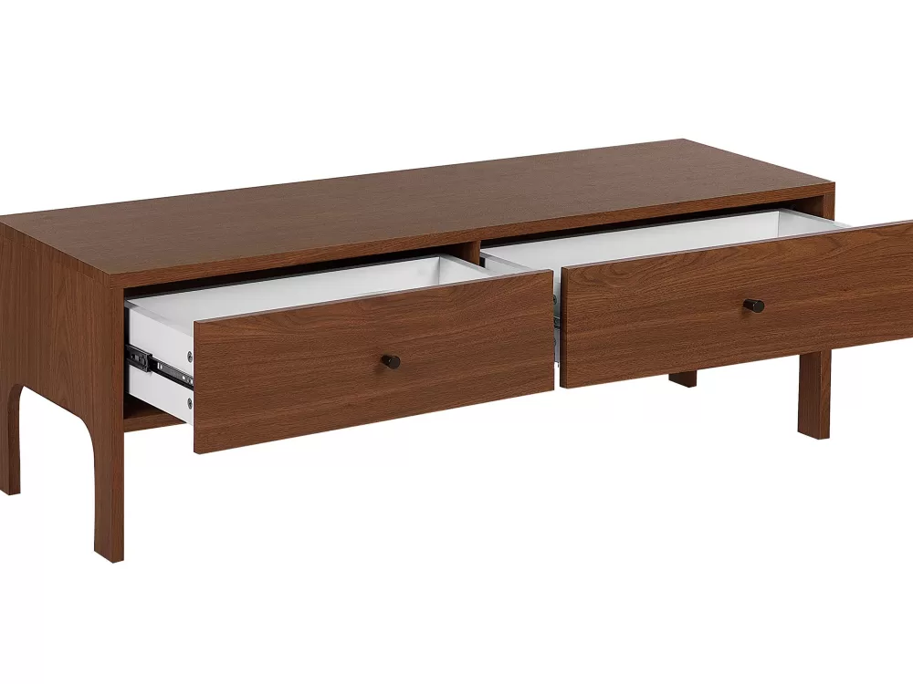 Beliani Mobile TV Moderno con 2 Ante - Design Scandinavo in Legno Marrone Scuro, Modello Corina