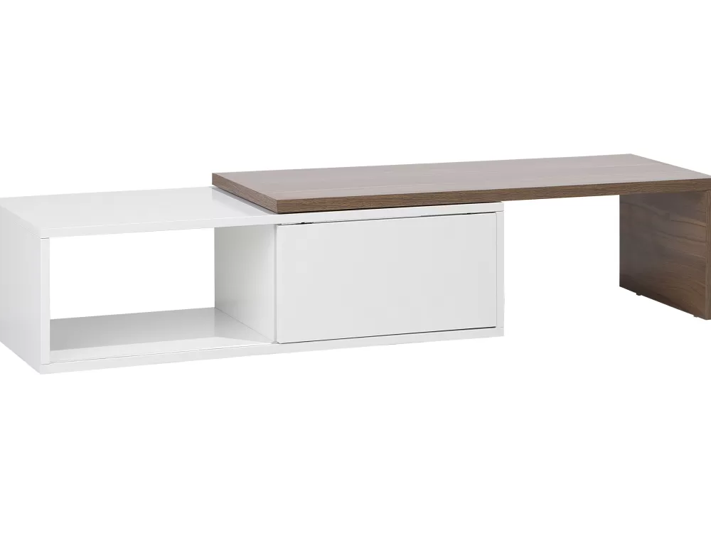 Beliani - Mobile TV Regolabile in Legno Bianco/Scuro, Design Moderno e Prezzo Conveniente
