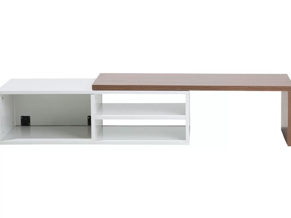 Beliani - Mobile TV Regolabile in Legno Bianco/Scuro, Design Moderno e Prezzo Conveniente